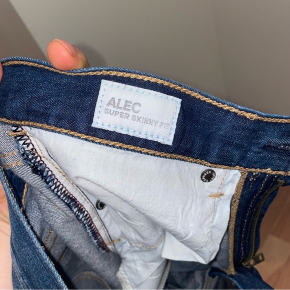 Express blue distressed stretch Alec super skinny fit jeans size 30/30 - Picture 8 of 8